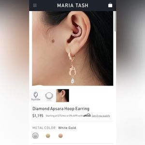 Maria Tash Diamond Apsara Hoop Earring in 18K White Gold 8MM.